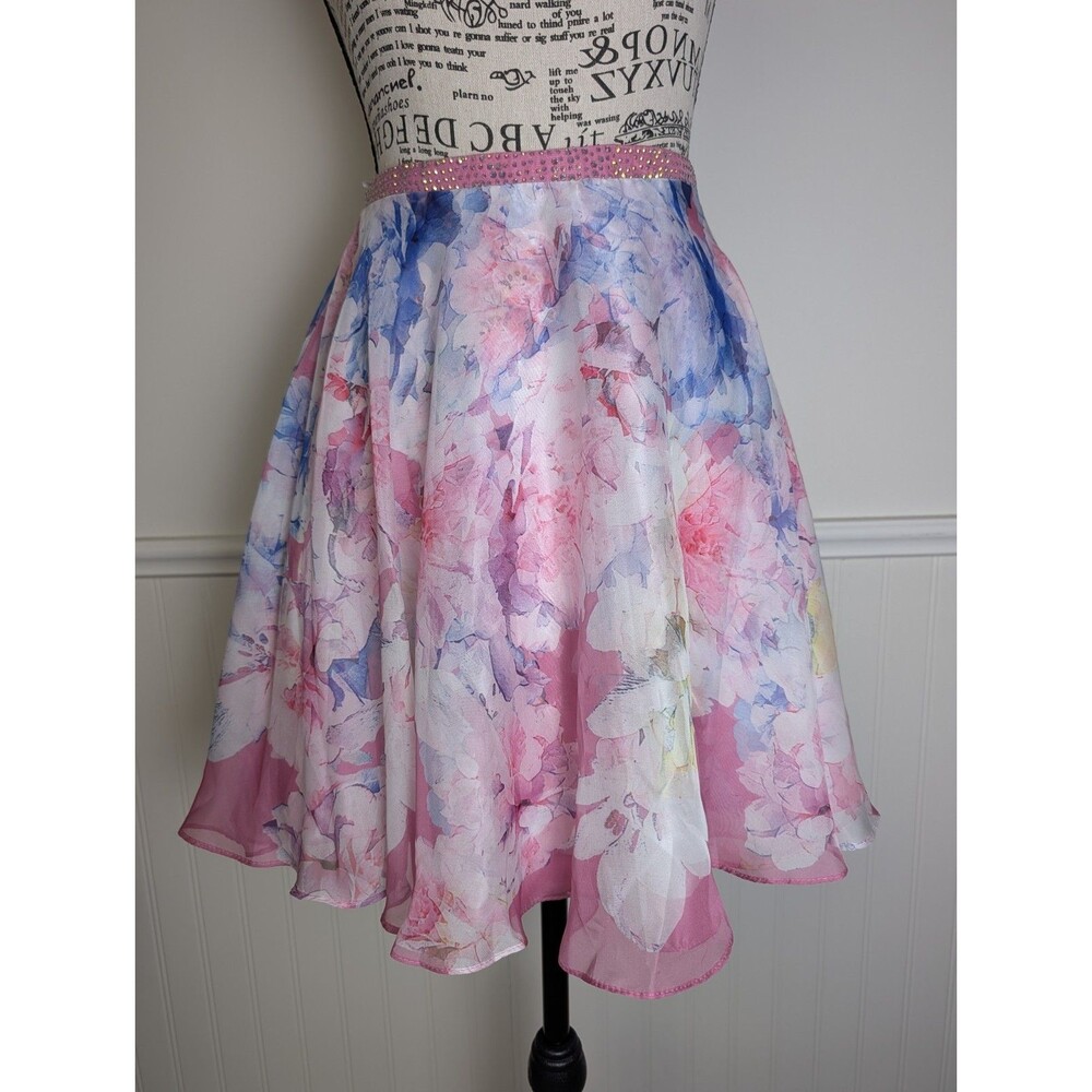 NWT Ellie Wilde Mon Cheri Skirt Size 8 Pink Watercolor Rhinestone Fairy Coquette